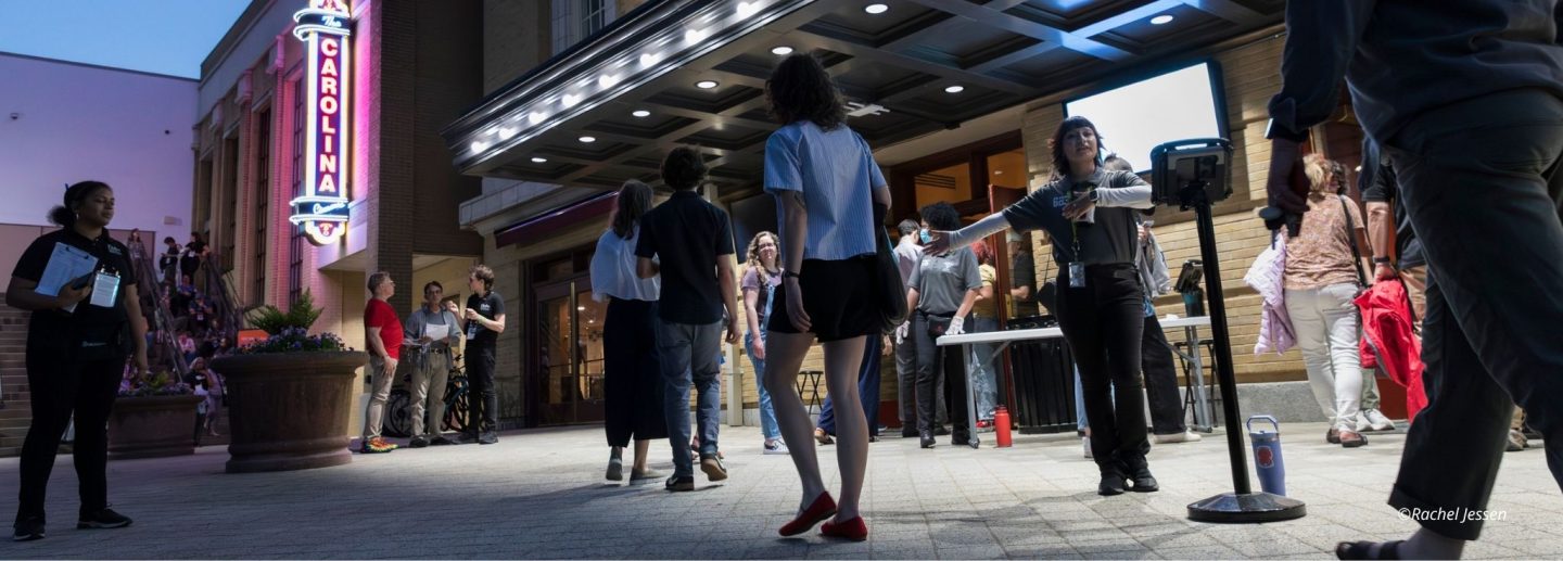 Patrons entering the Carolina Theater